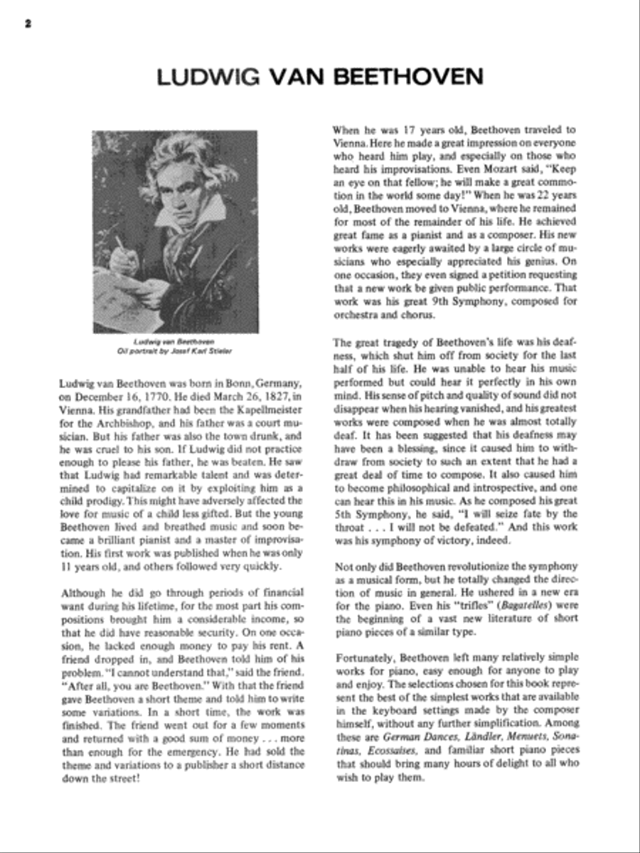 Beethoven -- 16 Easiest Selections Piano Solo scores gallery preview page 3