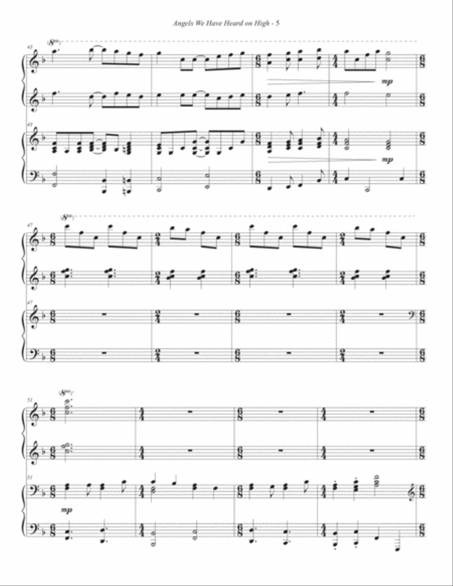 Angels We Have Heard on High (4-hand piano) Piano Accompaniment scores gallery preview page 6