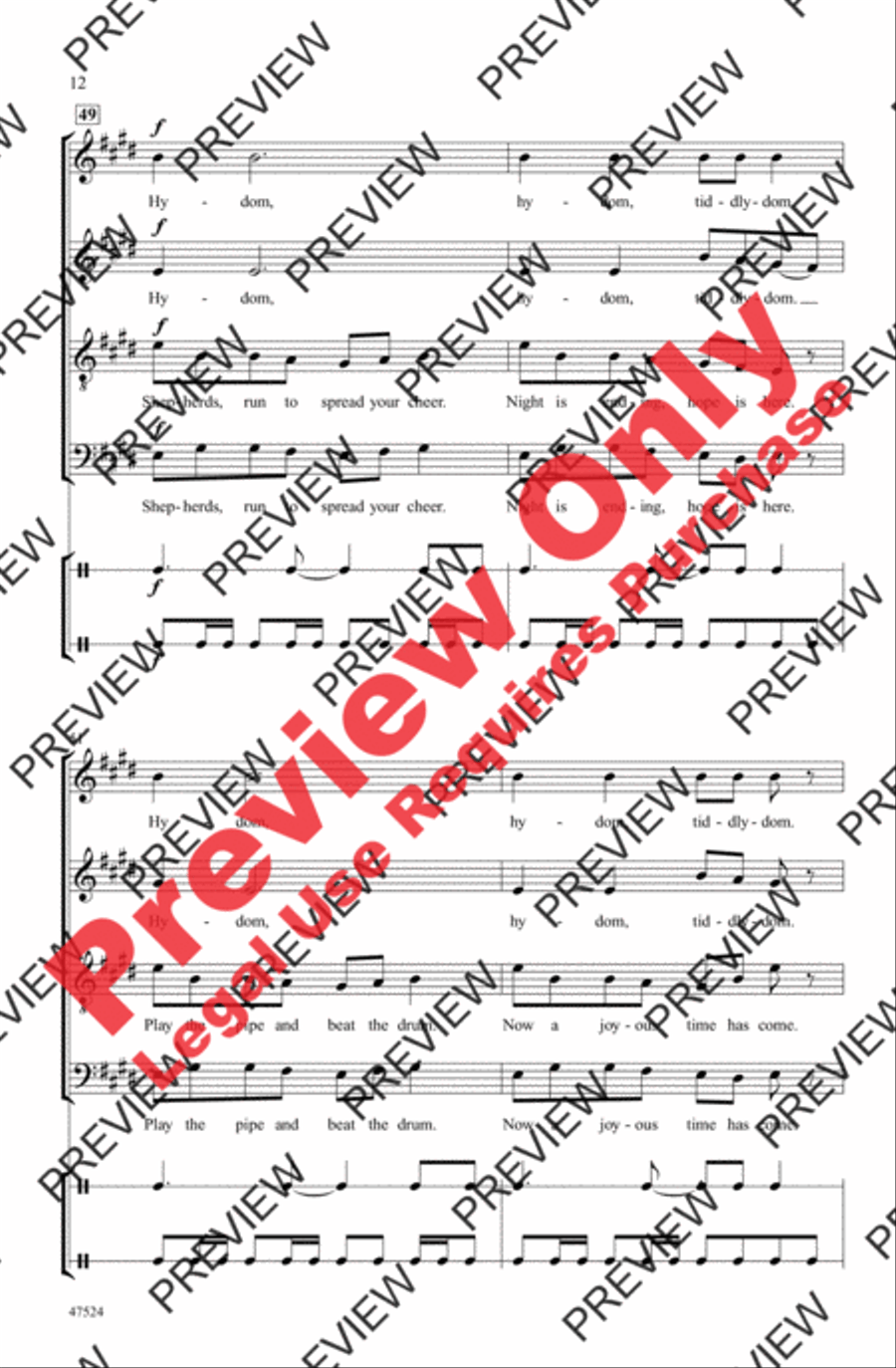 Hydom, Tiddlydom 4-Part scores gallery preview page 12