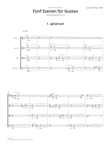 Five scenes for Gustav, String quartet no. 6