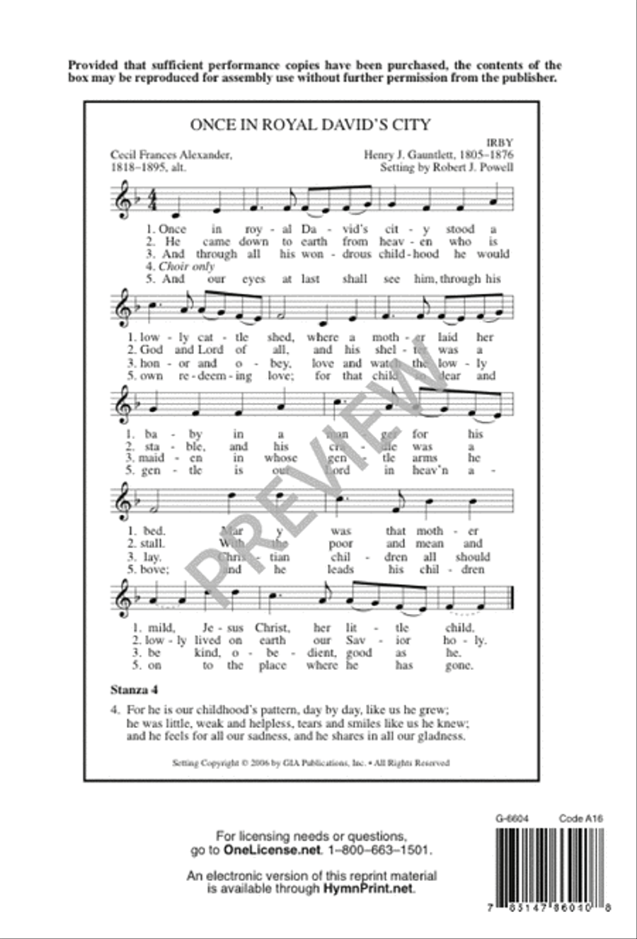 Once in Royal David's City 4-Part scores gallery preview page 15