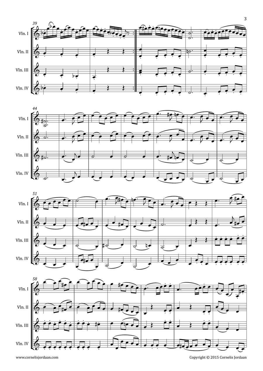 PLEYEL : Easy Minuet & Trio for violin quartet String Quartet scores gallery preview page 3