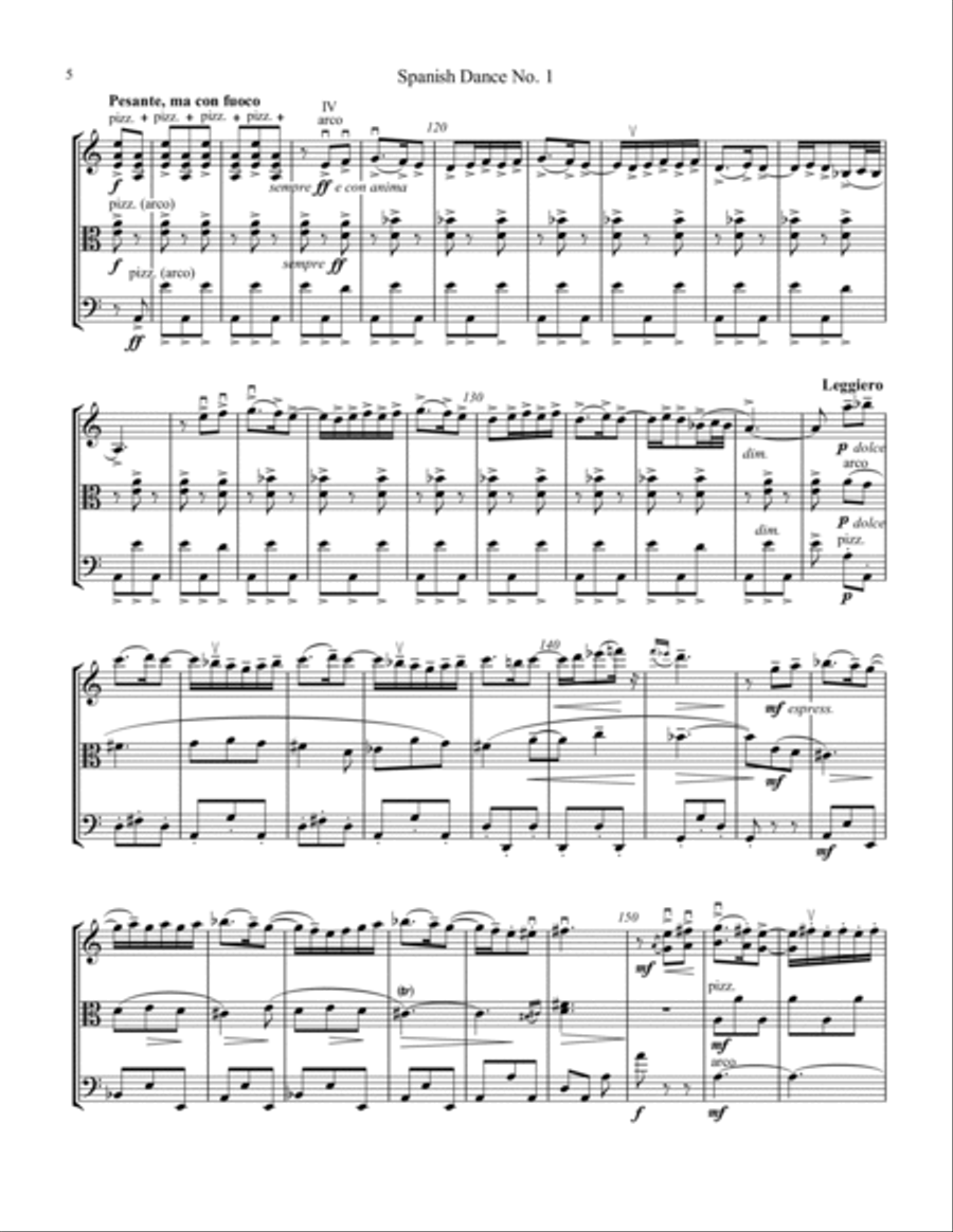 Spanish Dance No. 1, Danza from La vida breve for string trio (vln/vla duet) String Trio scores gallery preview page 6