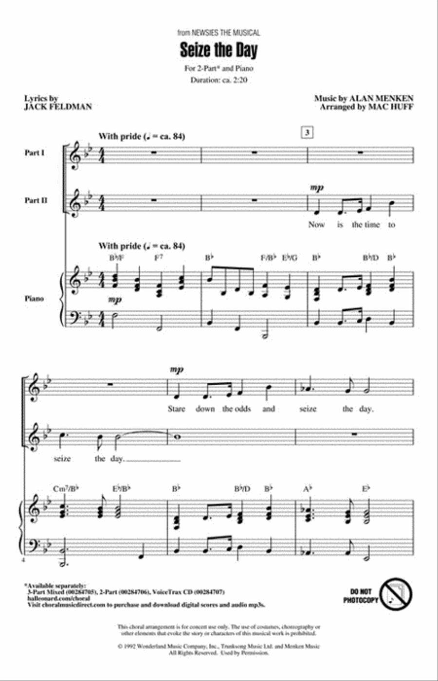 Seize the Day (from Disney's Newsies the Musical) 2-Part scores gallery preview page 2