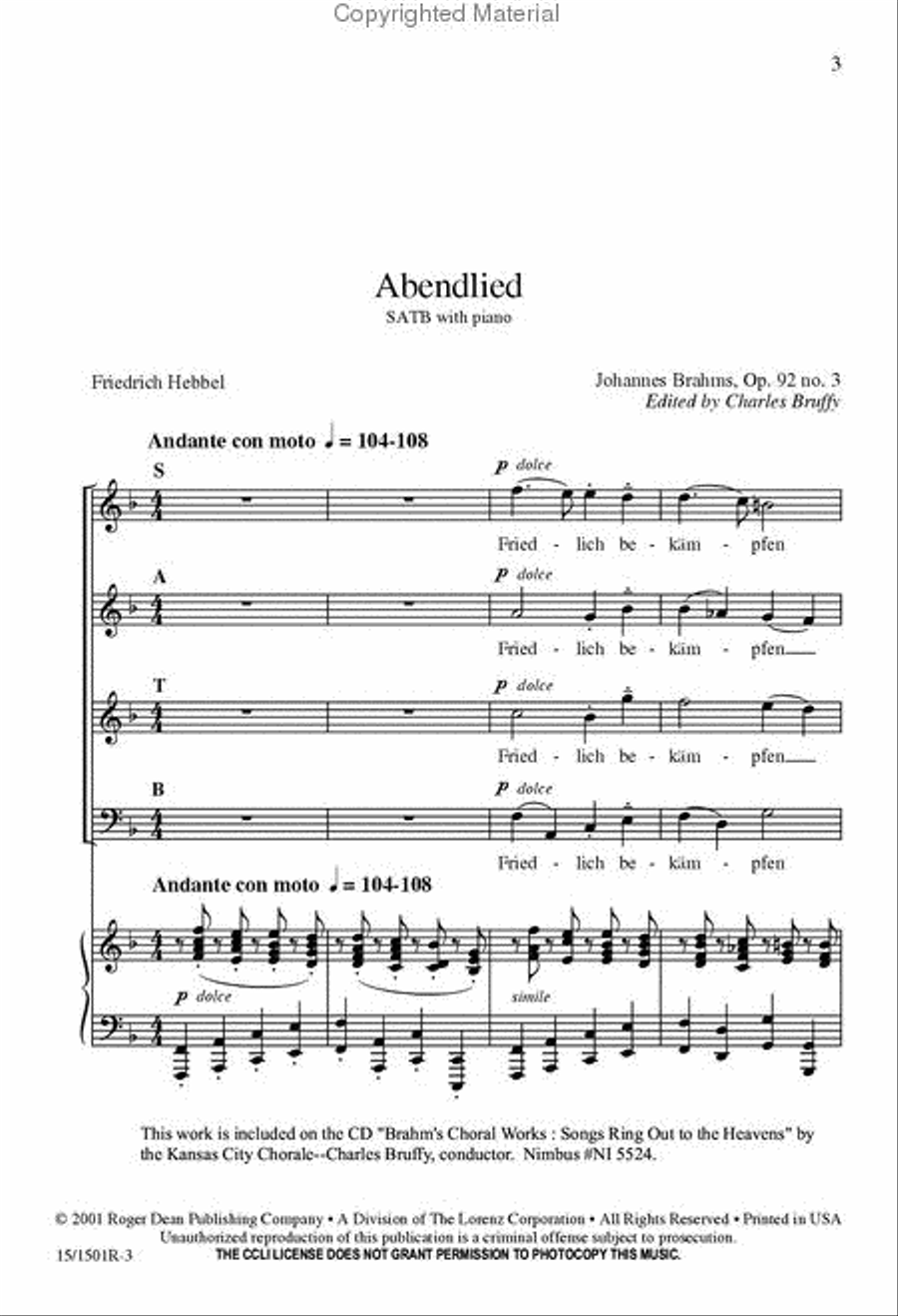 Abendlied 4-Part scores gallery preview page 2