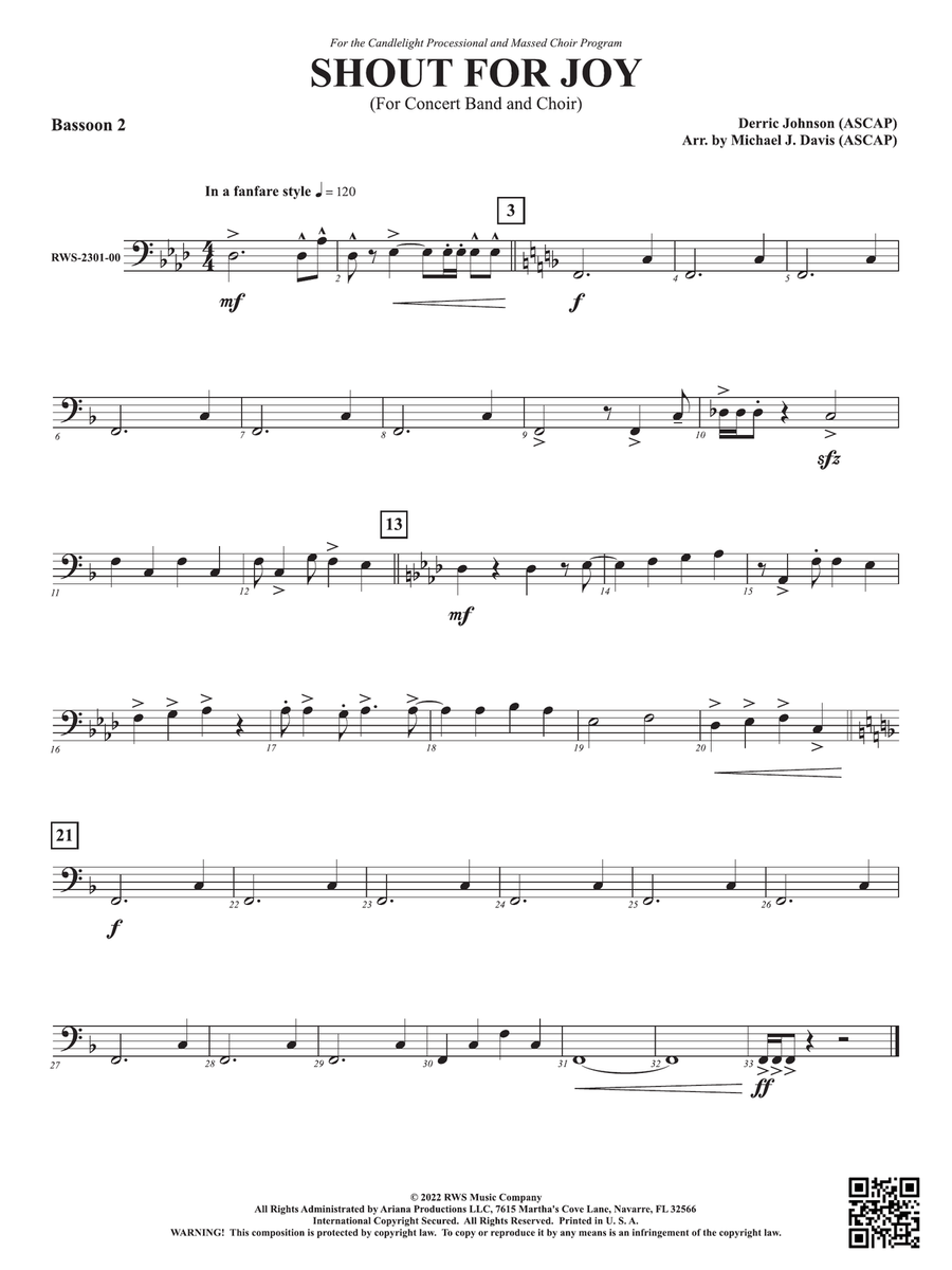 Shout for Joy - For Concert Band and Choir: 2nd Bassoon