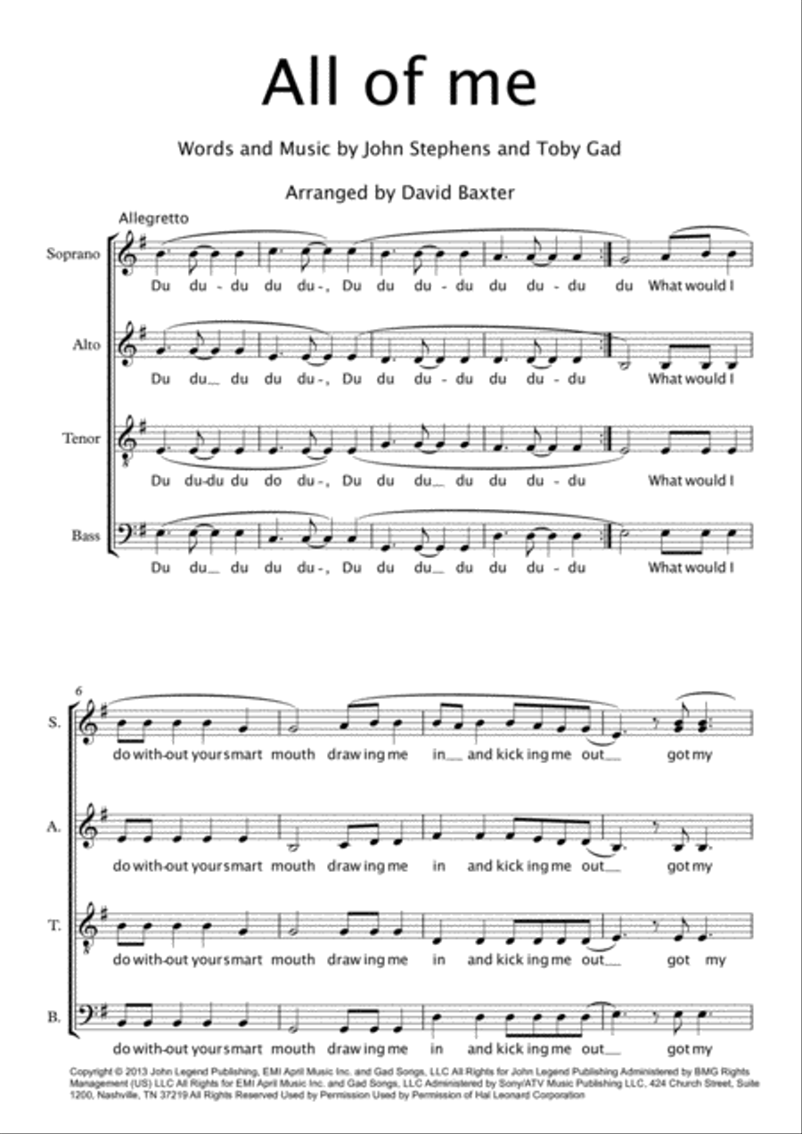 All Of Me 4-Part scores gallery preview page 2