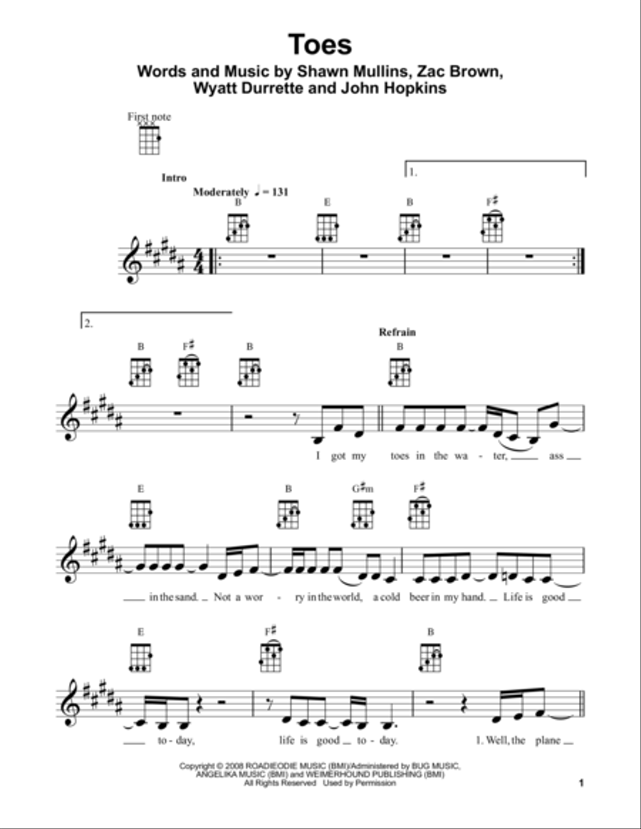 Toes Toes Ukulele scores gallery preview page 1