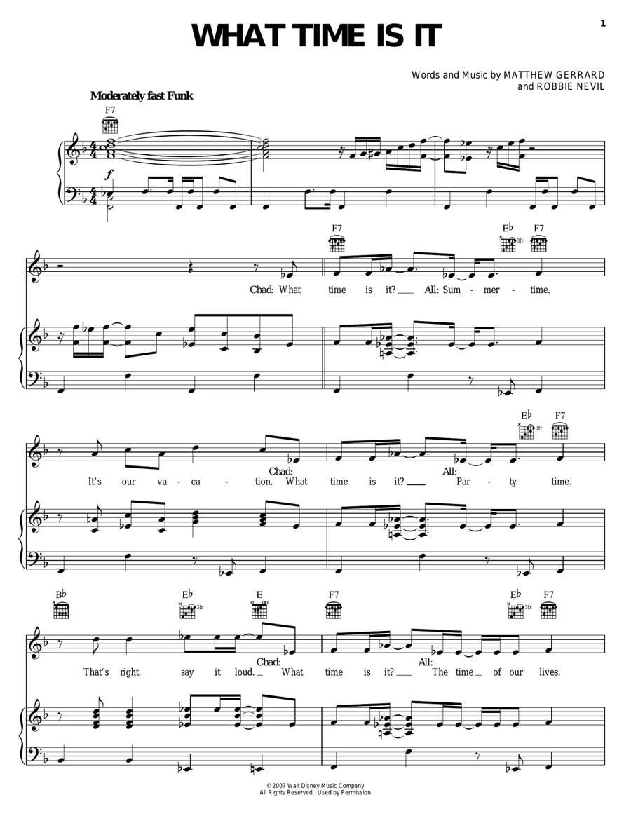 What Time Is It What Time Is It Piano, Vocal, Guitar scores gallery preview page 1