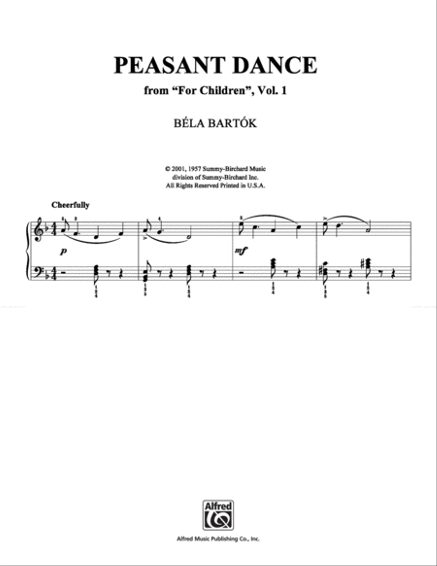 Peasant Dance by Bela Bartok Piano Solo Digital Sheet Music Sheet