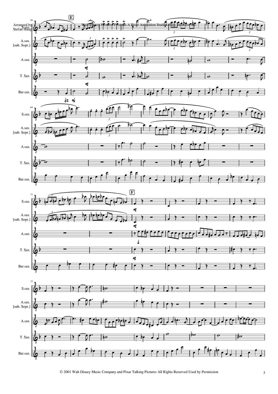 Monsters Inc. Monsters Inc. Saxophone Quartet scores gallery preview page 3