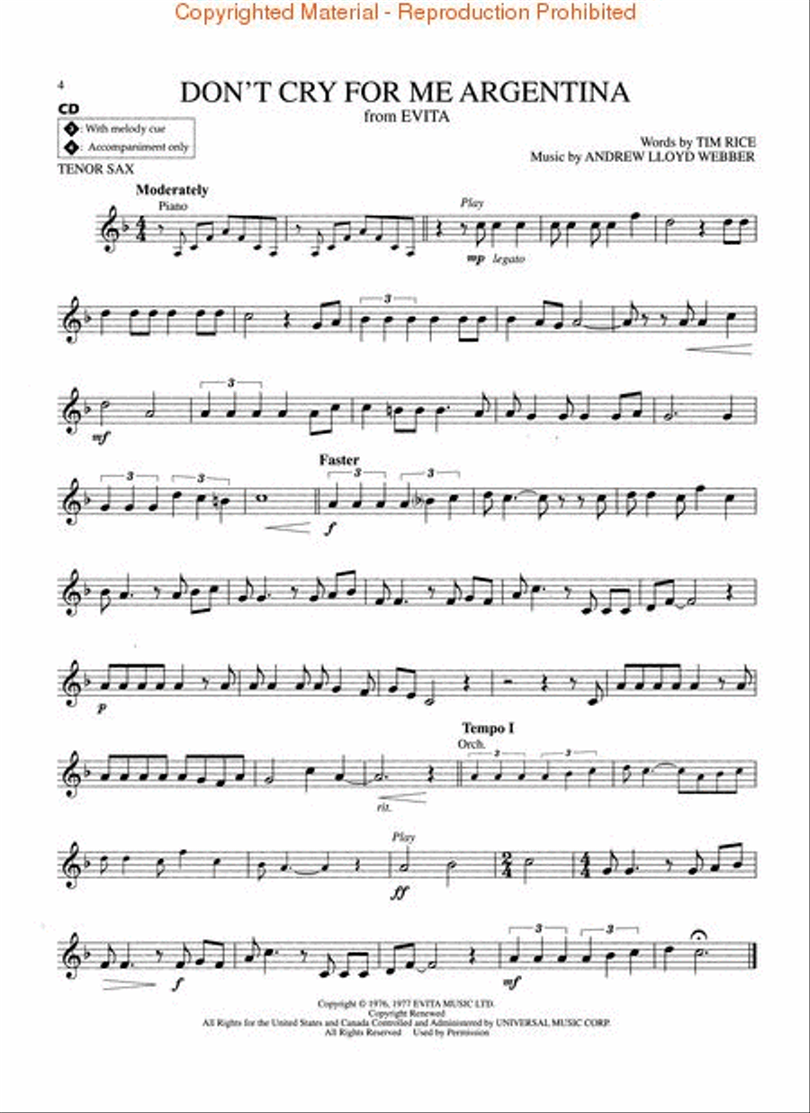 Andrew Lloyd Webber Classics - Tenor Sax Tenor Saxophone scores gallery preview page 3