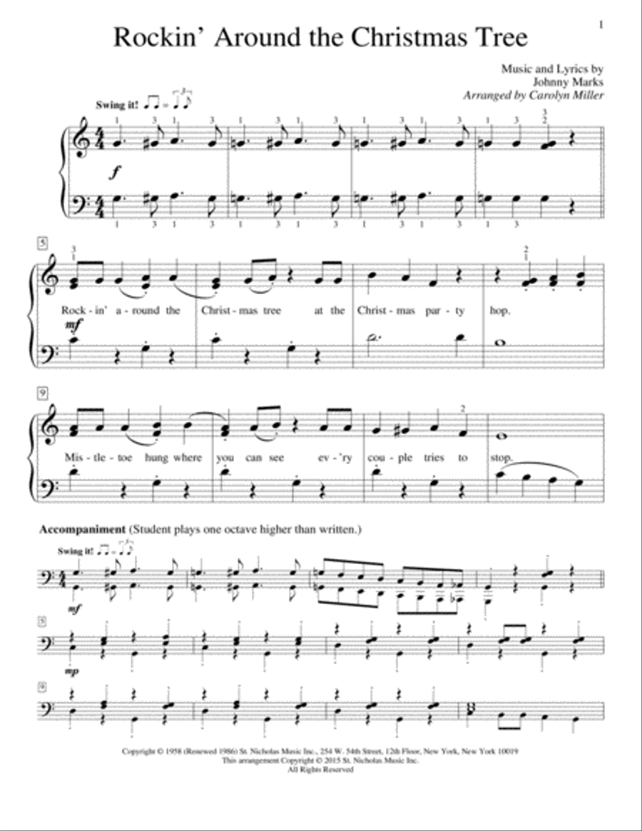 Rockin' Around The Christmas Tree Piano Method scores gallery preview page 1