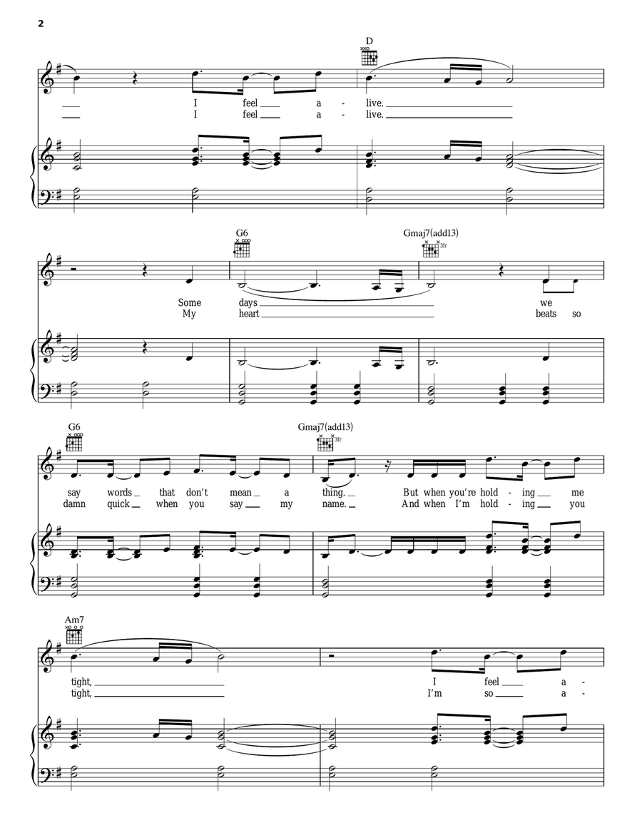 Blue Piano, Vocal, Guitar scores gallery preview page 2