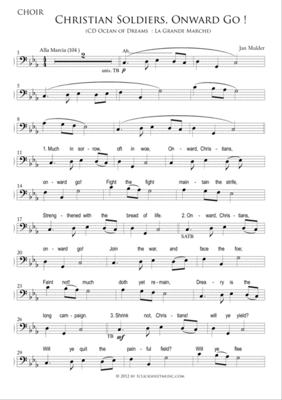 Christian Soldiers Onward Go 4-Part scores gallery preview page 1