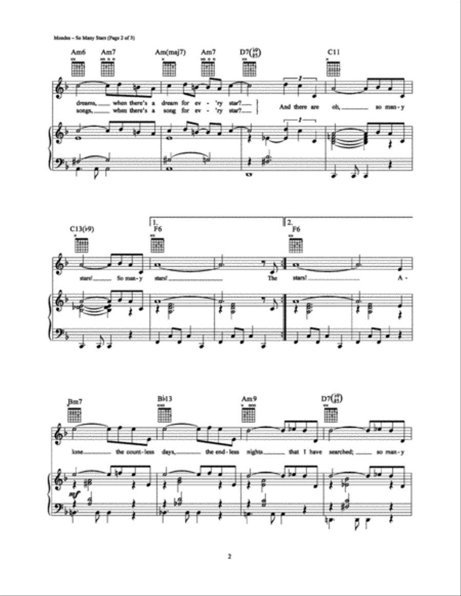 So Many Stars Piano, Vocal, Guitar scores gallery preview page 2
