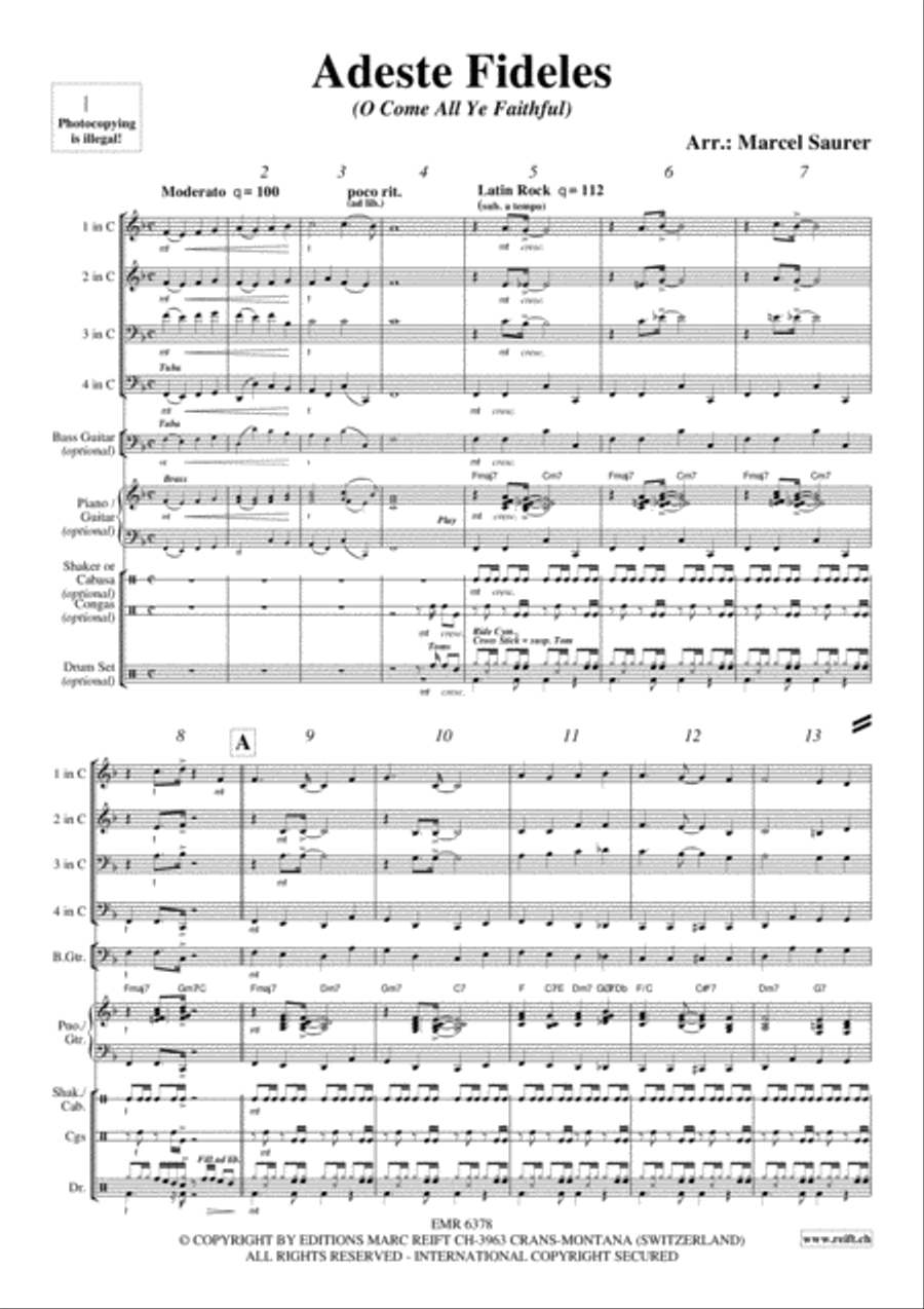 Adeste Fideles Brass Ensemble scores gallery preview page 4