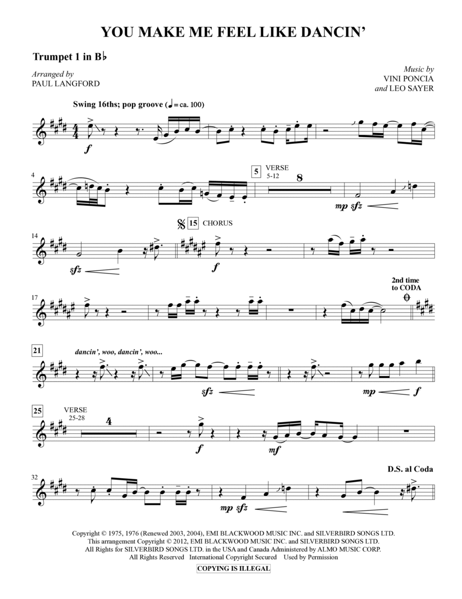 You Make Me Feel Like Dancing - Trumpet 1 Choir scores gallery preview page 1