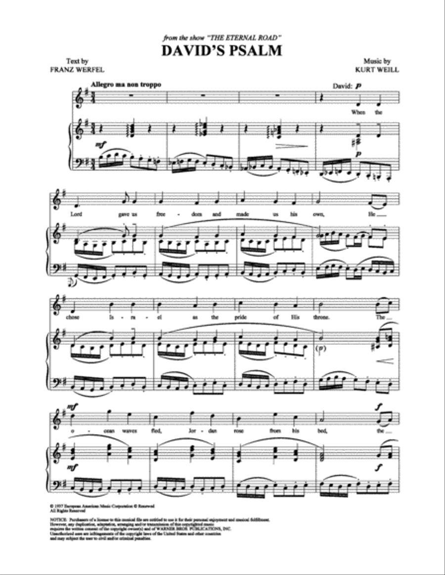 David's Psalm David's Psalm Piano, Vocal, Guitar scores gallery preview page 1