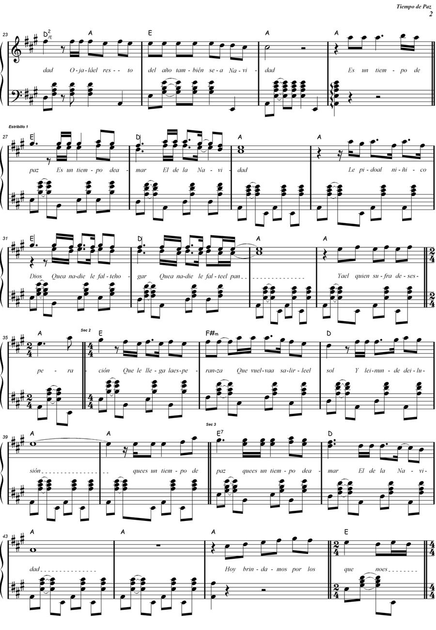 Tiempo De Paz Piano Solo scores gallery preview page 2