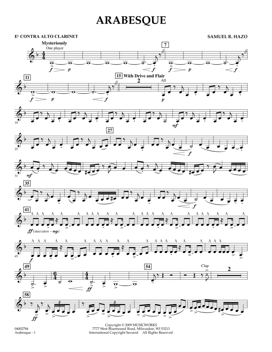 Arabesque - Eb Contra Alto Clarinet Clarinet scores gallery preview page 1