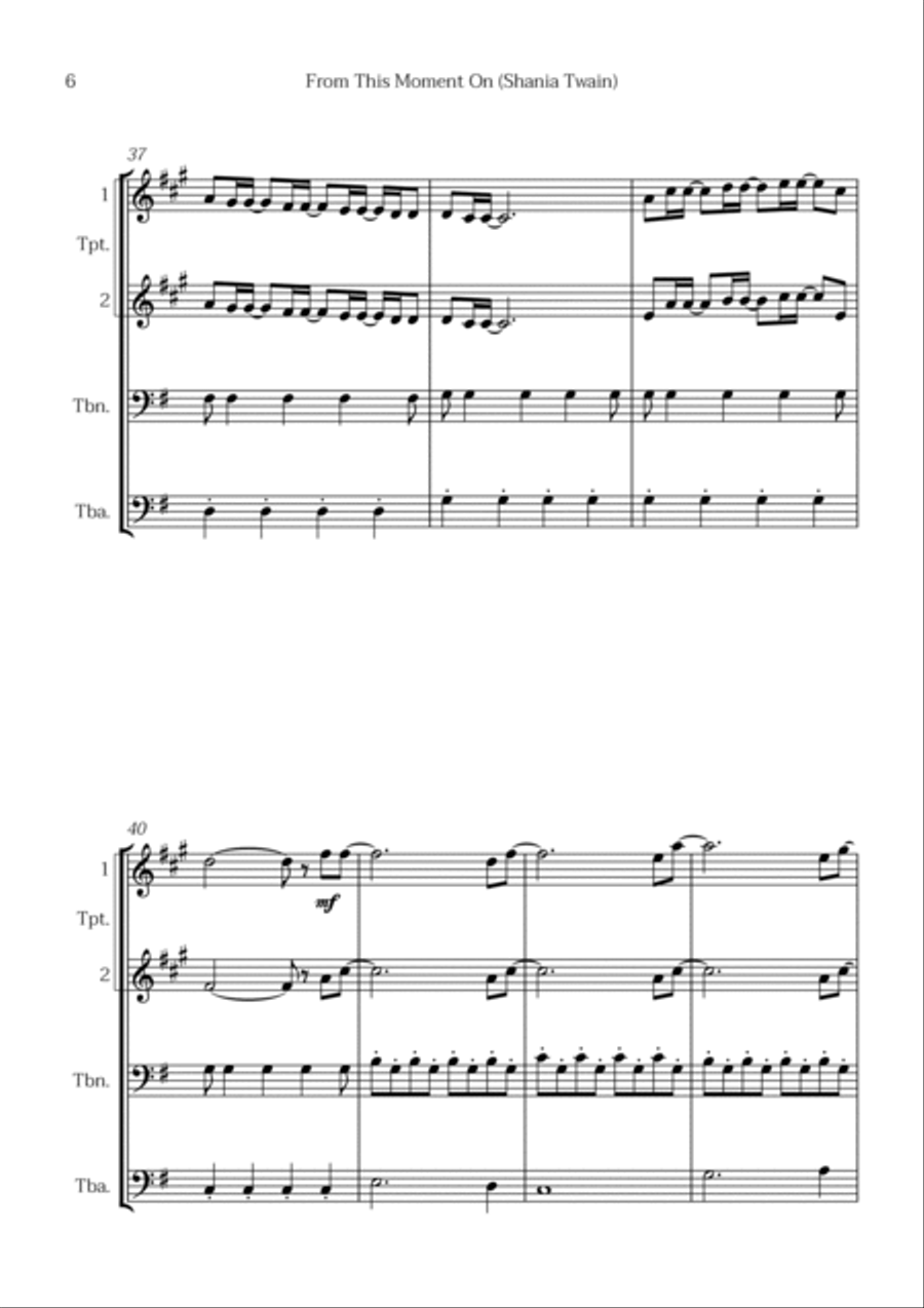 From This Moment On Brass Quartet scores gallery preview page 6