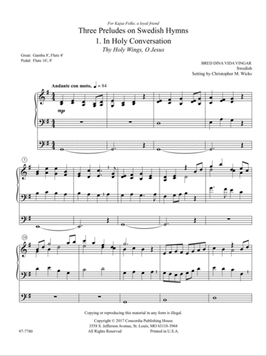 Three Preludes on Swedish Hymns Organ scores gallery preview page 2