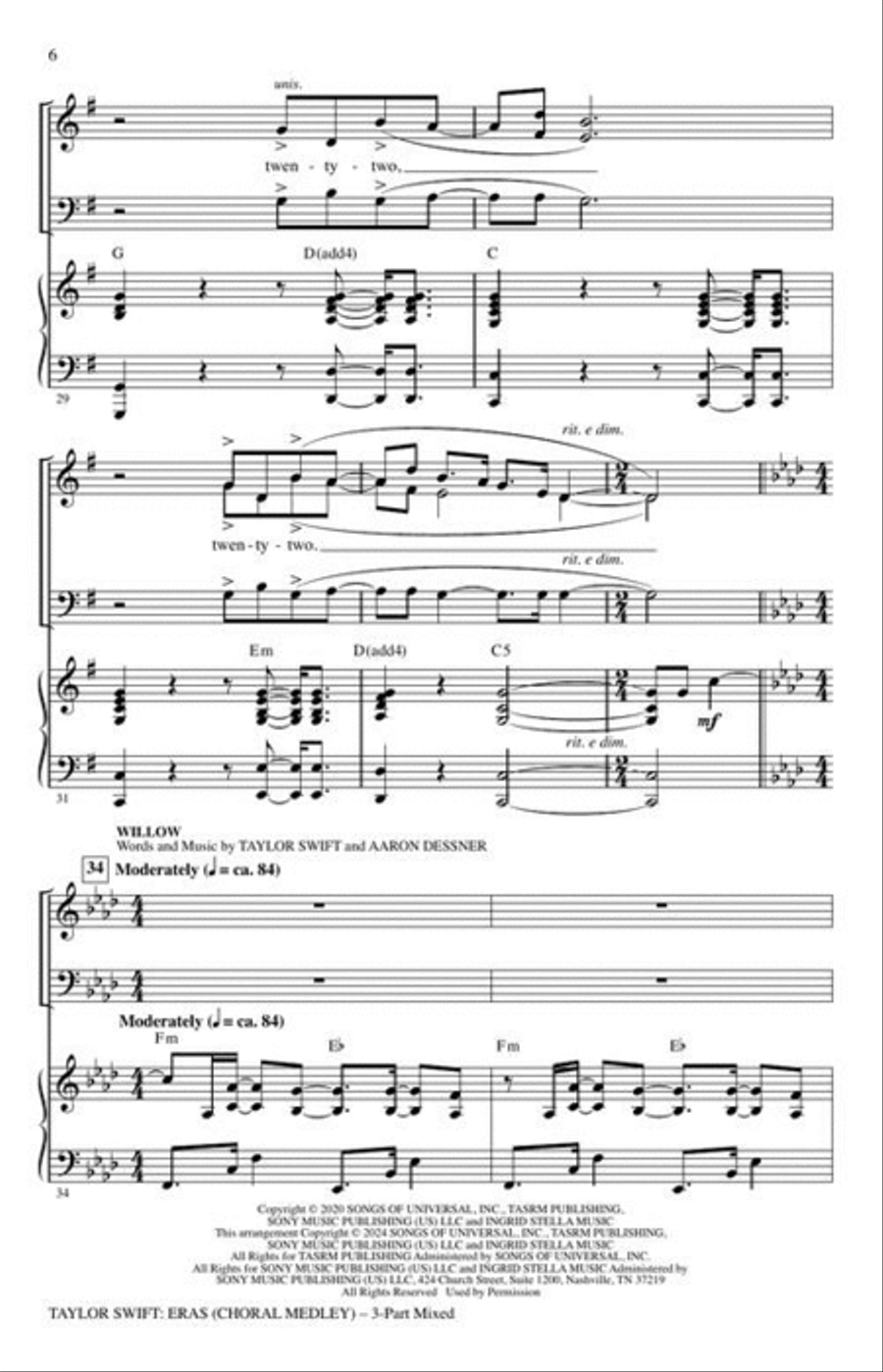 Taylor Swift: Eras (Choral Medley) 3-Part scores gallery preview page 4