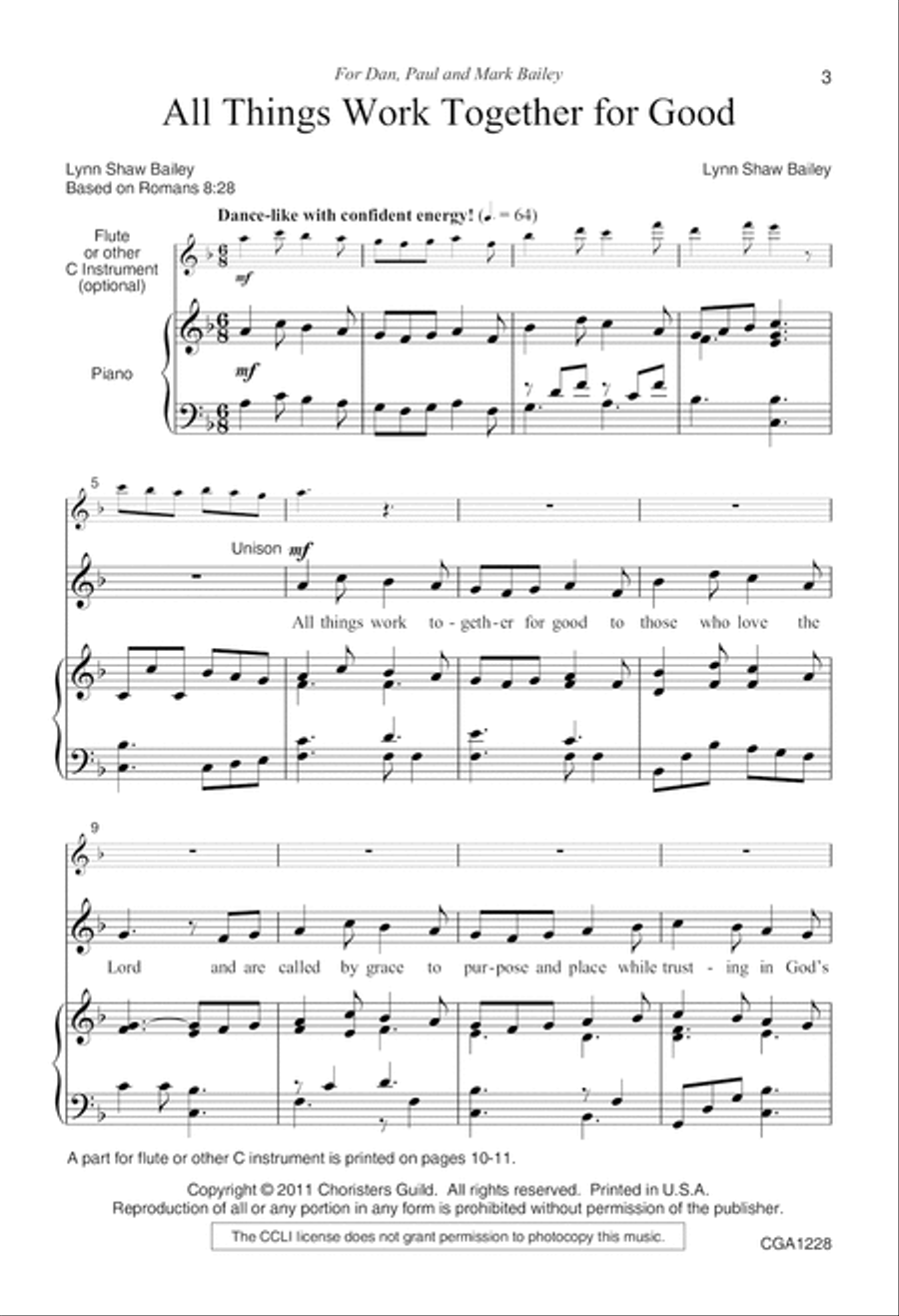 All Things Work Together for Good Unison Choir scores gallery preview page 3