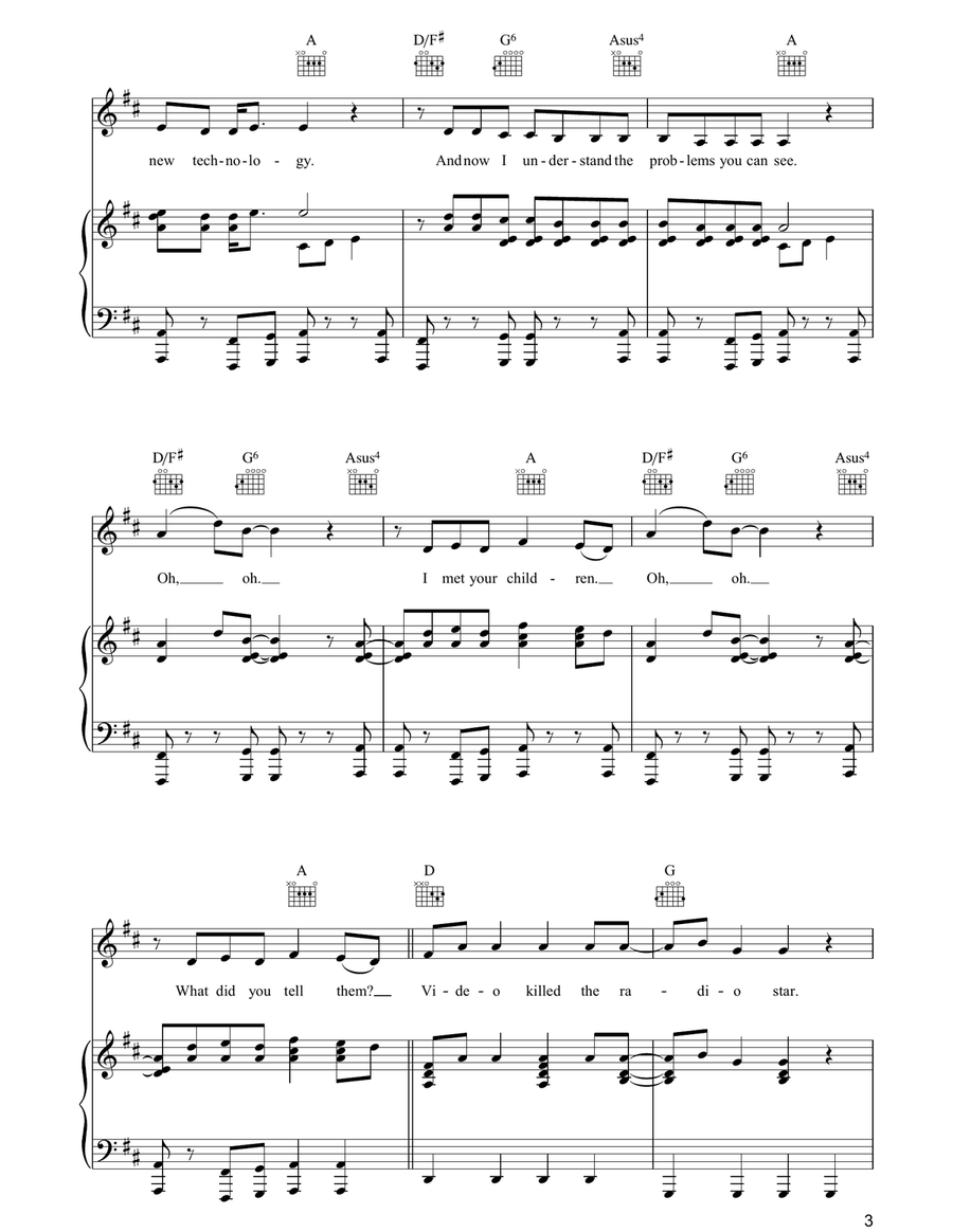 Video Killed The Radio Star Piano, Vocal, Guitar scores gallery preview page 3