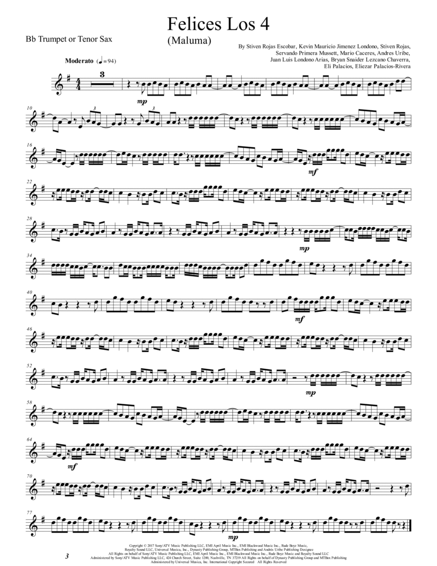 Felices Los 4 Felices Los 4 Small Ensemble scores gallery preview page 1