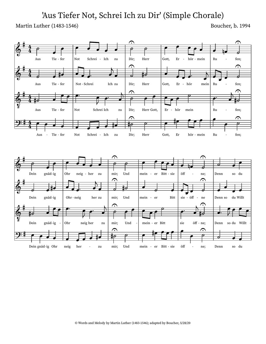 'Ich Fur zu Dir' (Simple Chorale)