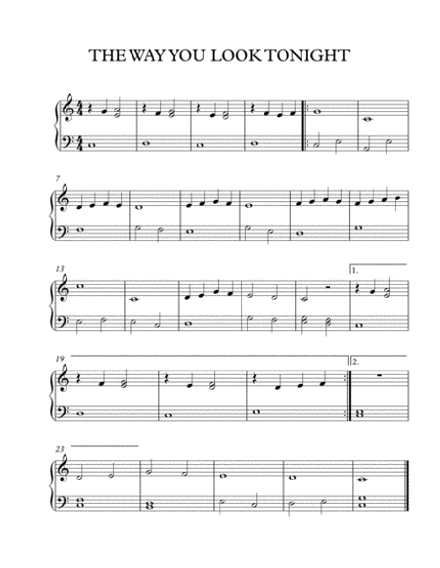 The Way You Look Tonight Easy Piano scores gallery preview page 1