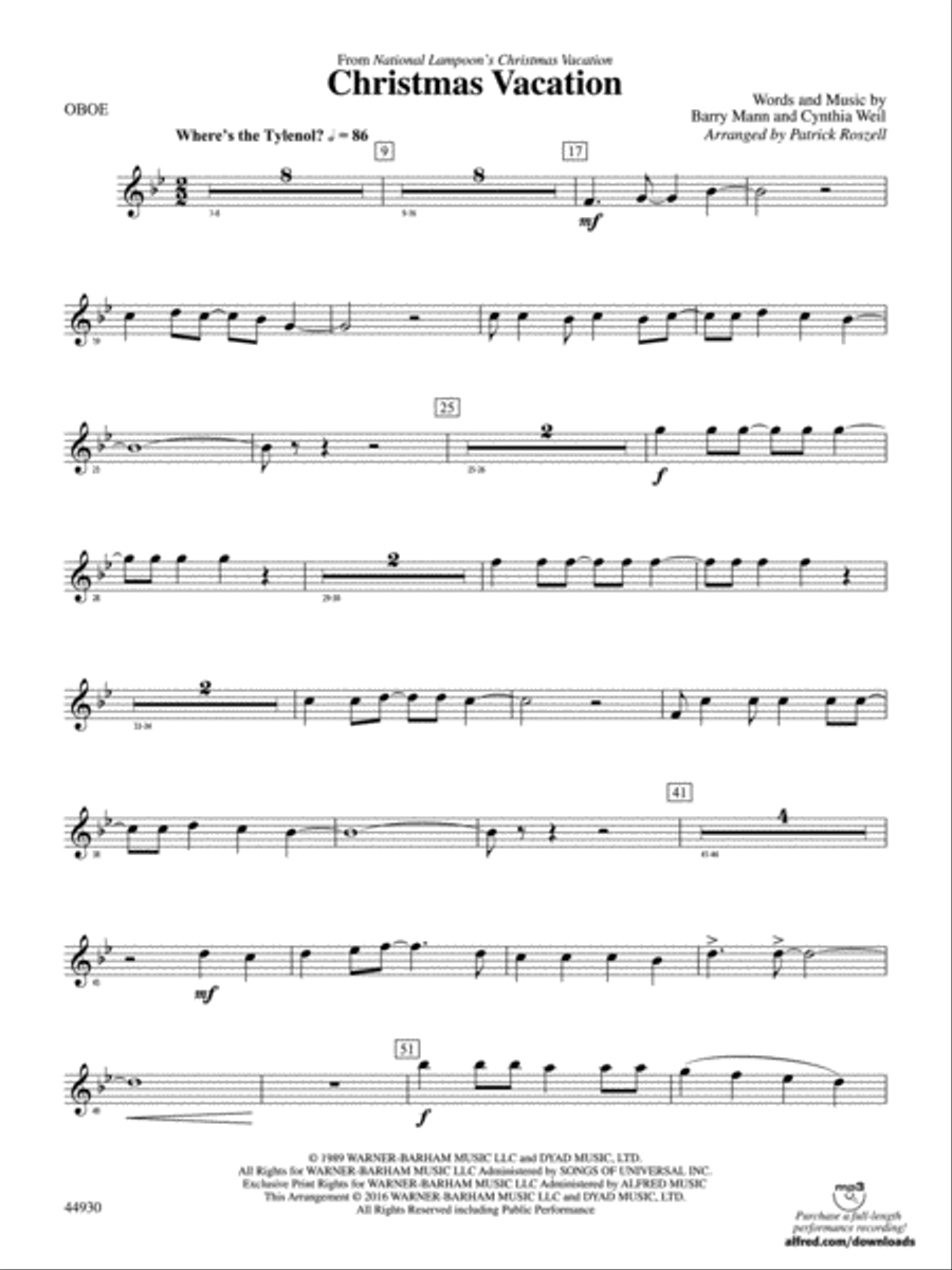 Christmas Vacation: Oboe Concert Band scores gallery preview page 1