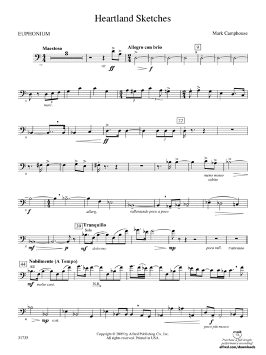 Heartland Sketches: Baritone B.C. Concert Band scores gallery preview page 1
