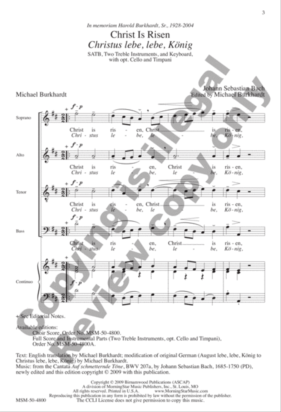 Christ Is Risen/Christus lebe, lebe, König (Choral Score) 4-Part scores gallery preview page 3
