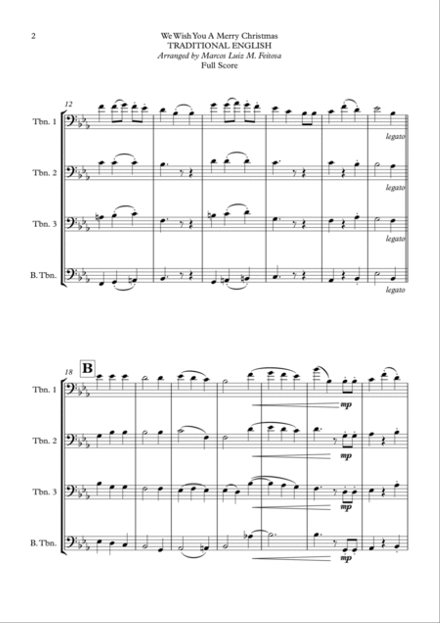 We Wish You A Merry Christmas - Trombone Quartet Trombone Quartet scores gallery preview page 4
