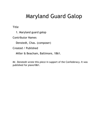 Band Music of the Civil War - Maryland Guard Galop - Concert Band image number null