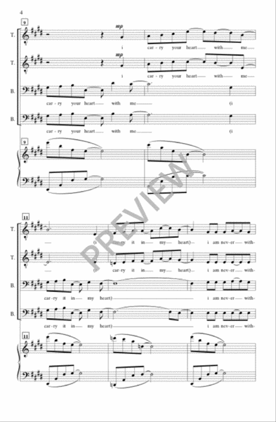 i carry your heart with me (TTBB) TTBB scores gallery preview page 3