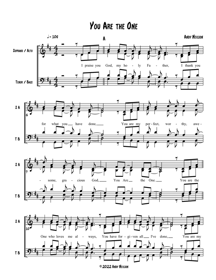 You Are the One - SATB standard notation