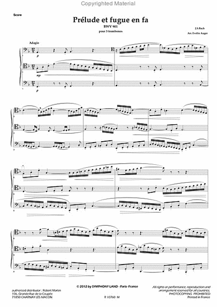 Prelude et fugue en fa mineur (2 trombones tenors et 1 trombone basse)