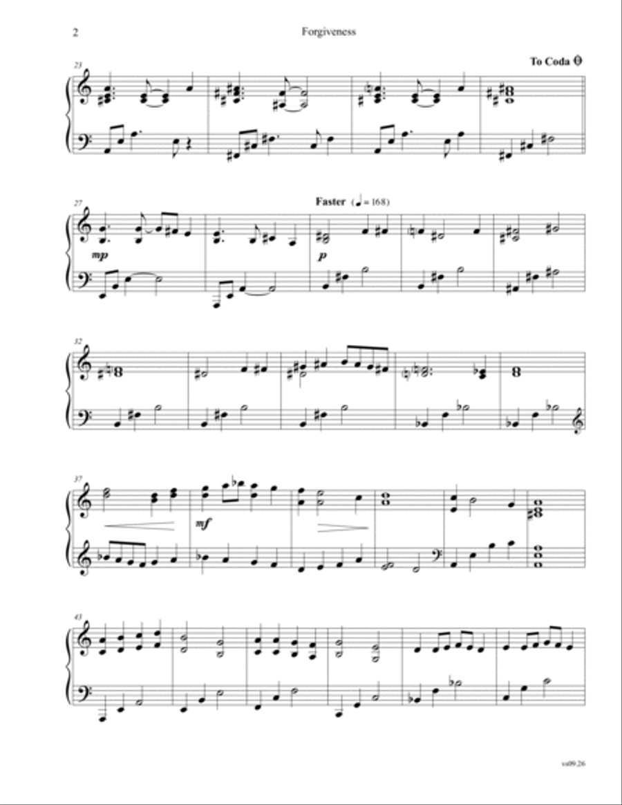 Forgiveness Forgiveness Piano Solo scores gallery preview page 2
