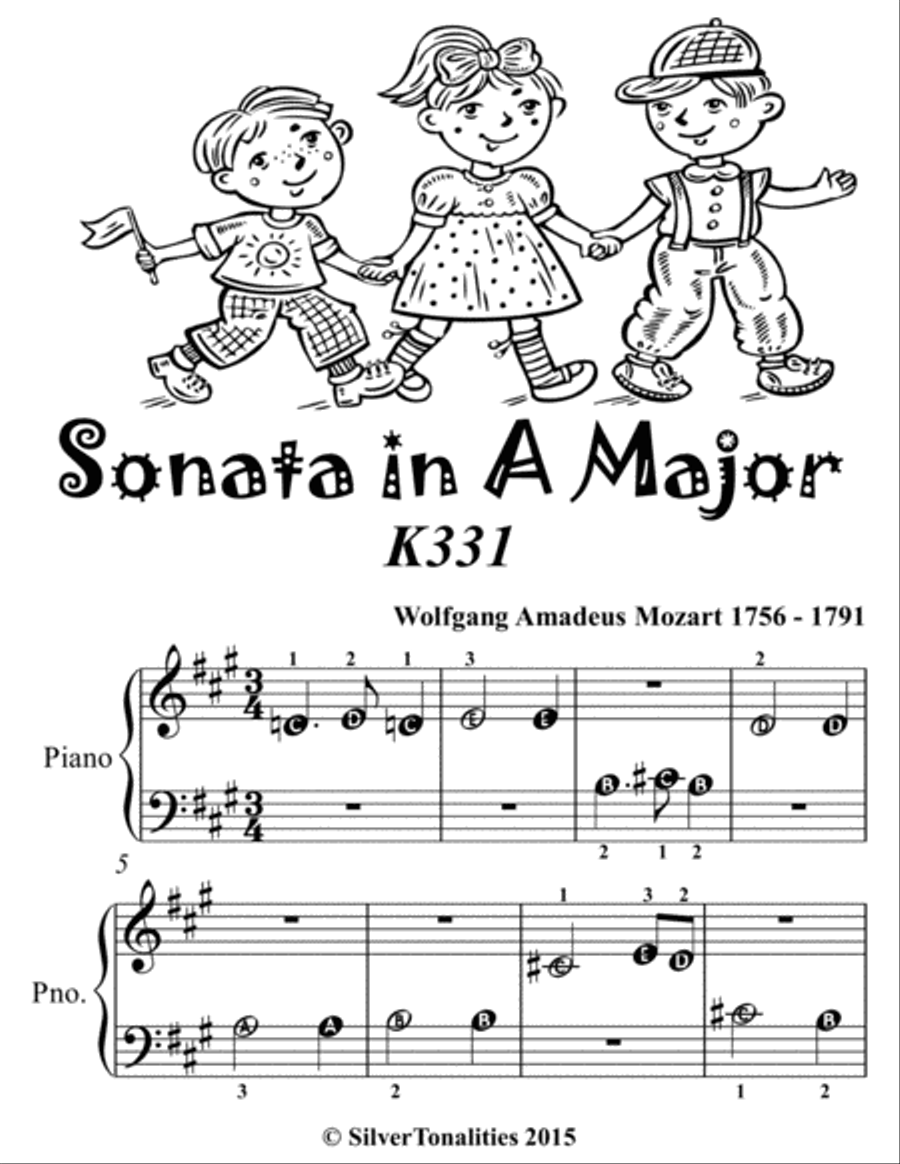 Sonata in A Major K331 Beginner Piano Sheet Music 2nd Edition Easy Piano scores gallery preview page 2