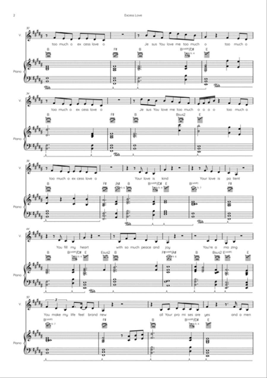 Excess Love Piano, Vocal, Guitar scores gallery preview page 2