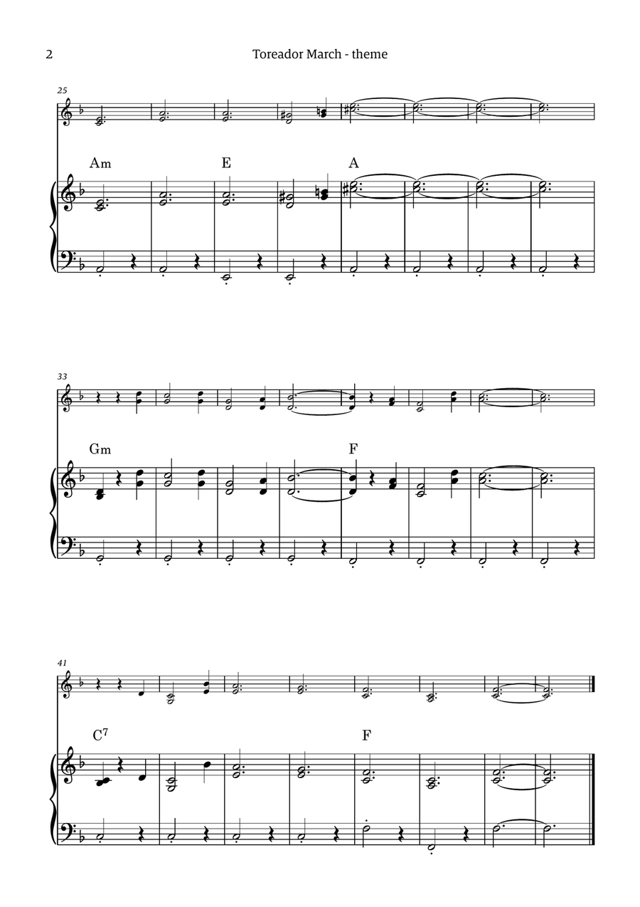 Toreador March (from the opera Carmen) - easy version Chamber Music scores gallery preview page 2