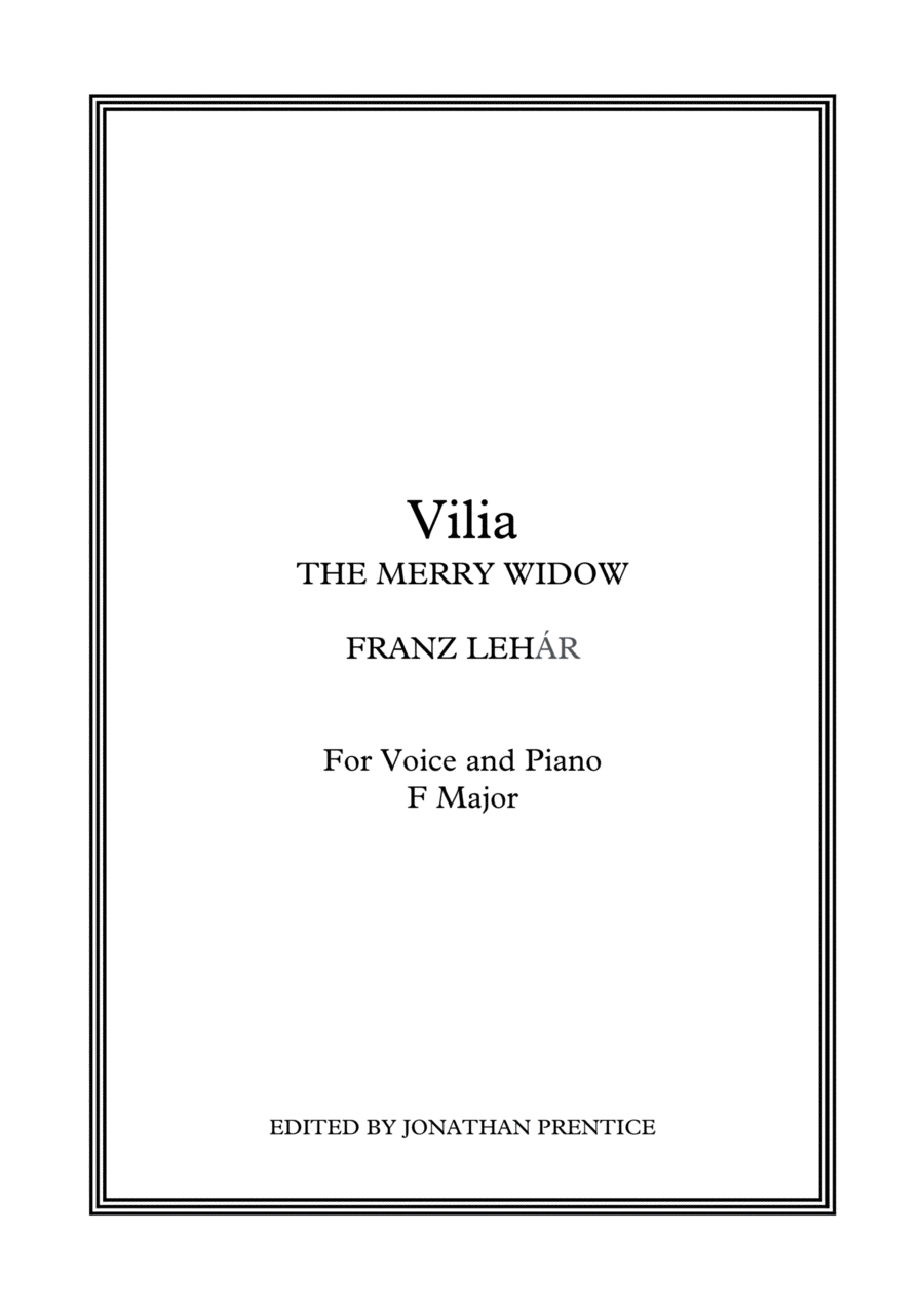 Vilia (English version) - The Merry Widow (F Major) Voice scores gallery preview page 1