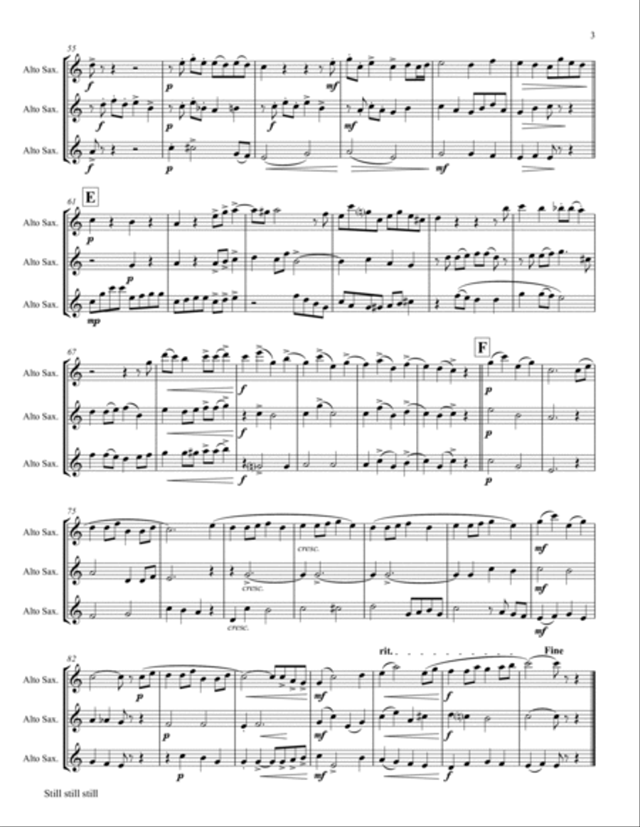 Still Still Still - Christmas song - Alto Saxophone Trio - Eb Woodwind Trio scores gallery preview page 4