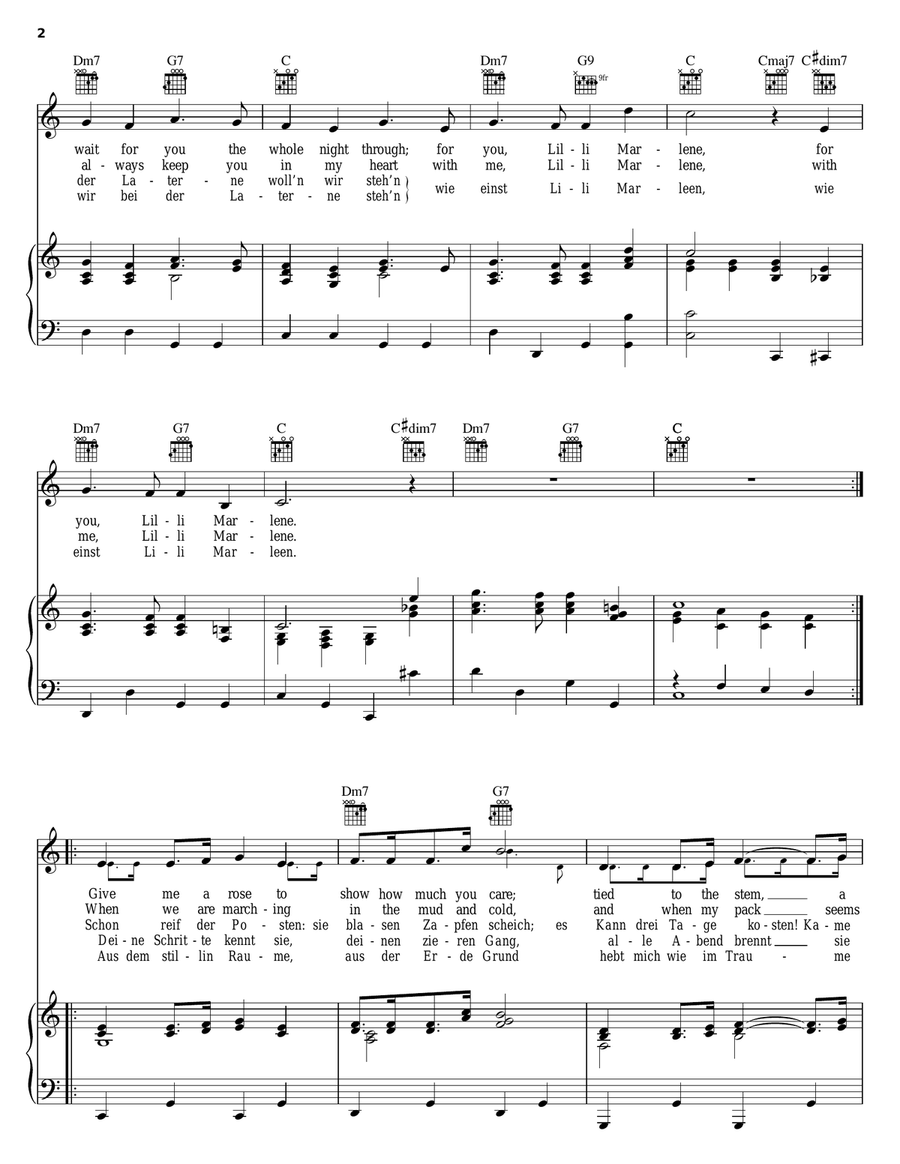 Lili Marlene Lili Marlene Piano, Vocal, Guitar scores gallery preview page 2