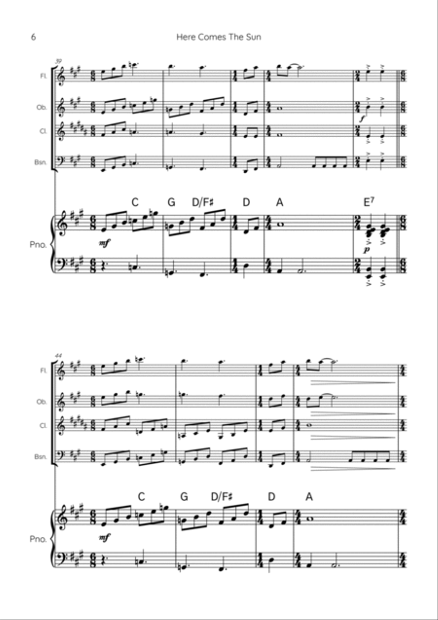 Here Comes The Sun Chamber Music scores gallery preview page 6
