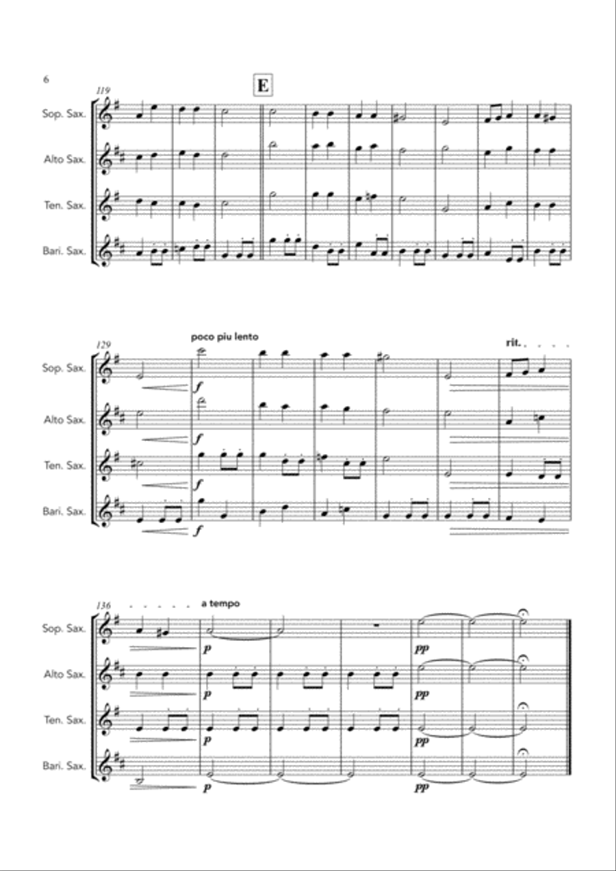 Capriol Suite Movement 1 and 2, Warlock - SATB saxophone quartet Saxophone Quartet scores gallery preview page 6